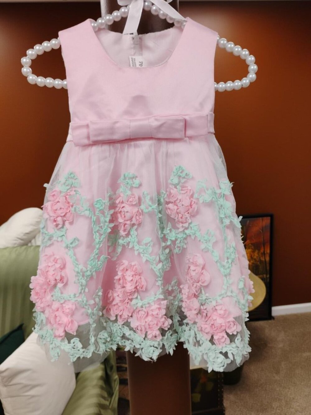 Baby Girl Pink Tulle Floral Special Occasion Dress 6-9M